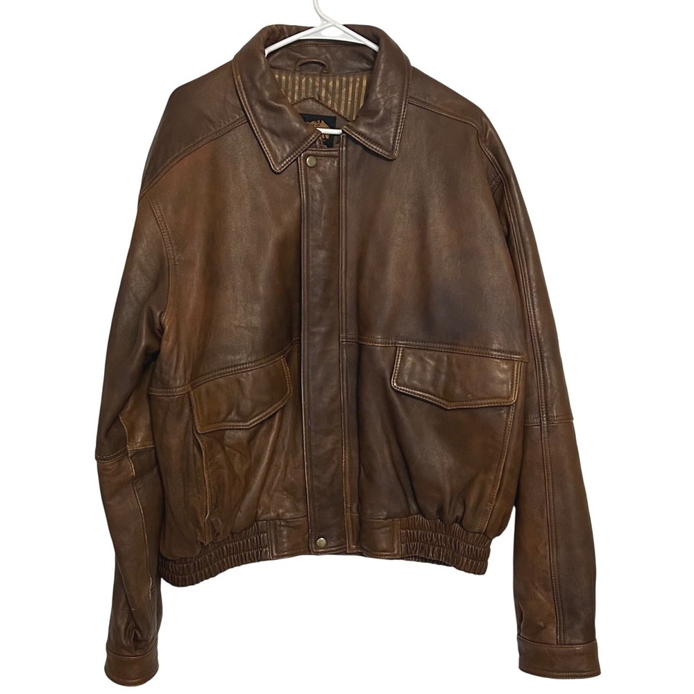 Canyon Outback Brown Leather Jacket Mens XL Western‎ Oversized